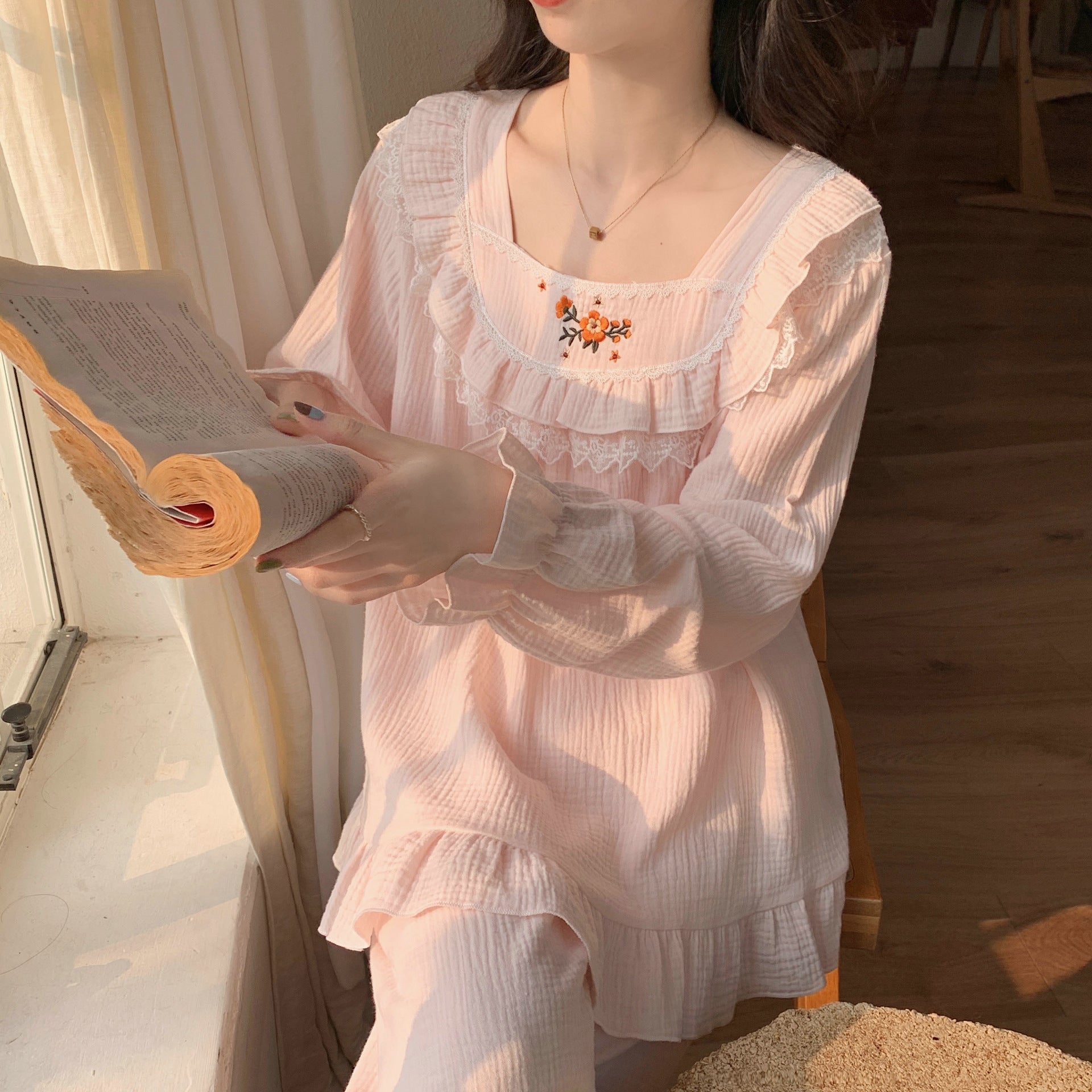 Japanese Pastoral Long-sleeved Pajamas Women's Suit