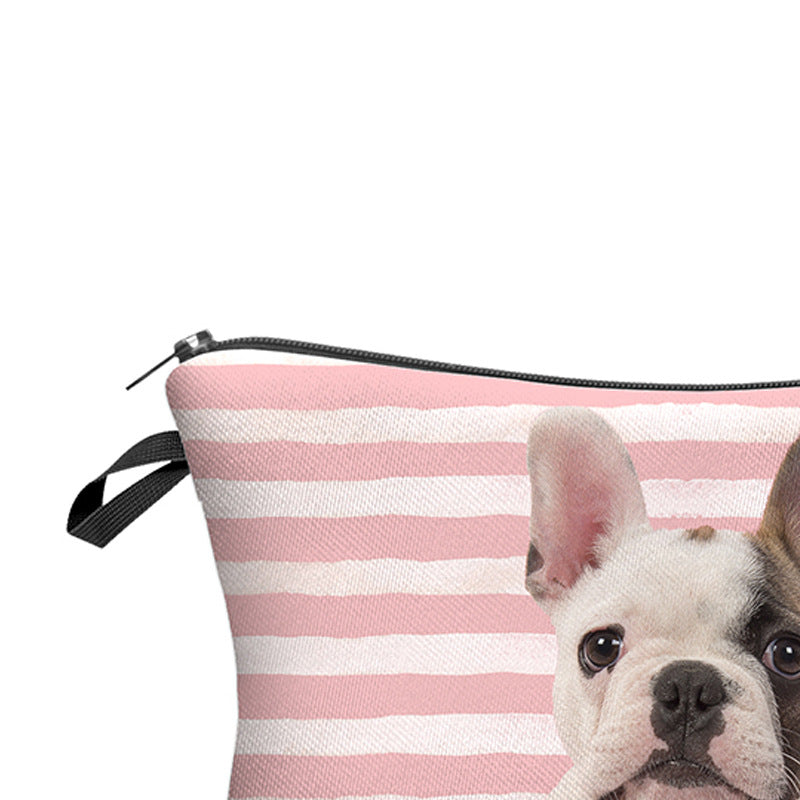 Cosmetic Bag 3d Digital Printing Bulldog Puppy Dog Wash Bag