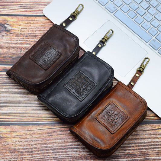 Vegetable Tanned Leather Multifunctional Large Capacity Car Key Case