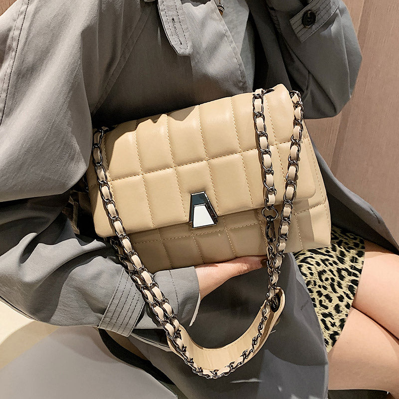 Designer Quilted Small PU Leather Crossbody Bags For Women 2022 Shopper Luxury Chain Lattice Shoulder Bag Fashion Handbags