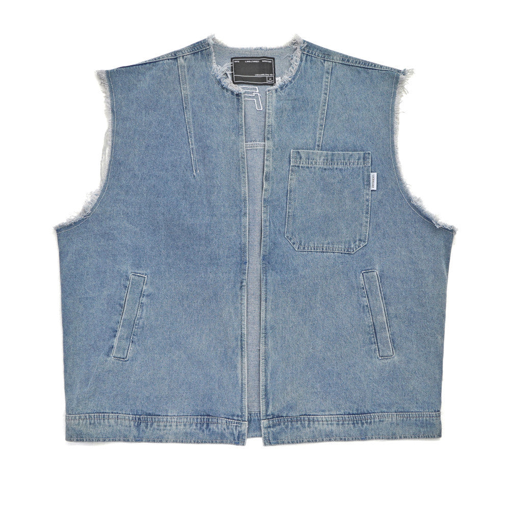 Men's Multi Pocket Sleeveless Denim Tank Top