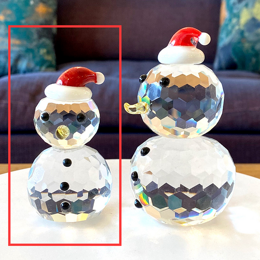 Transparent White Crystal Glass Christmas Snowman Home Decoration