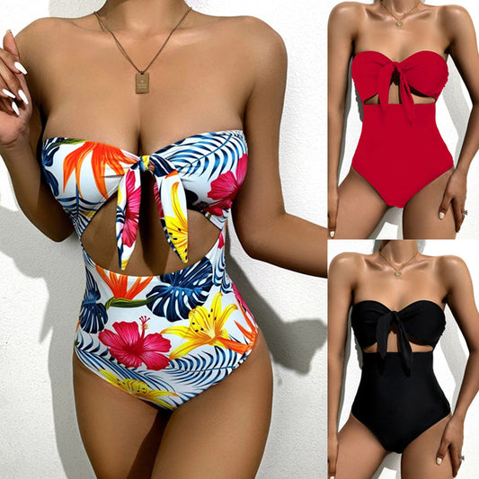 Women's New One Piece Swimwear Bandeau Strap