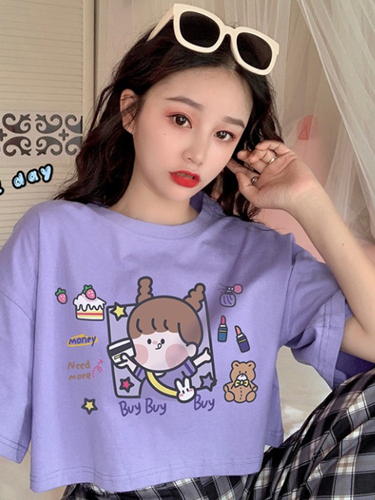 Top Short Loose Cute Hyun Ya Style T-shirt Women Trend