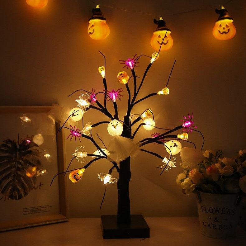 Halloween Festival Pumpkin Spider Ghost Tree Lights