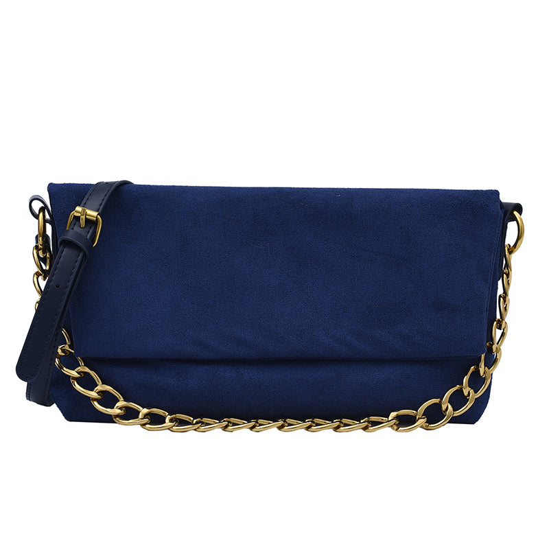 Winter Velvet Handags Metal Chain Women Shoulder Bag Soft Clutch Solid Color Shoulder Bags For Womne Canvas Flap Crossbody Bags