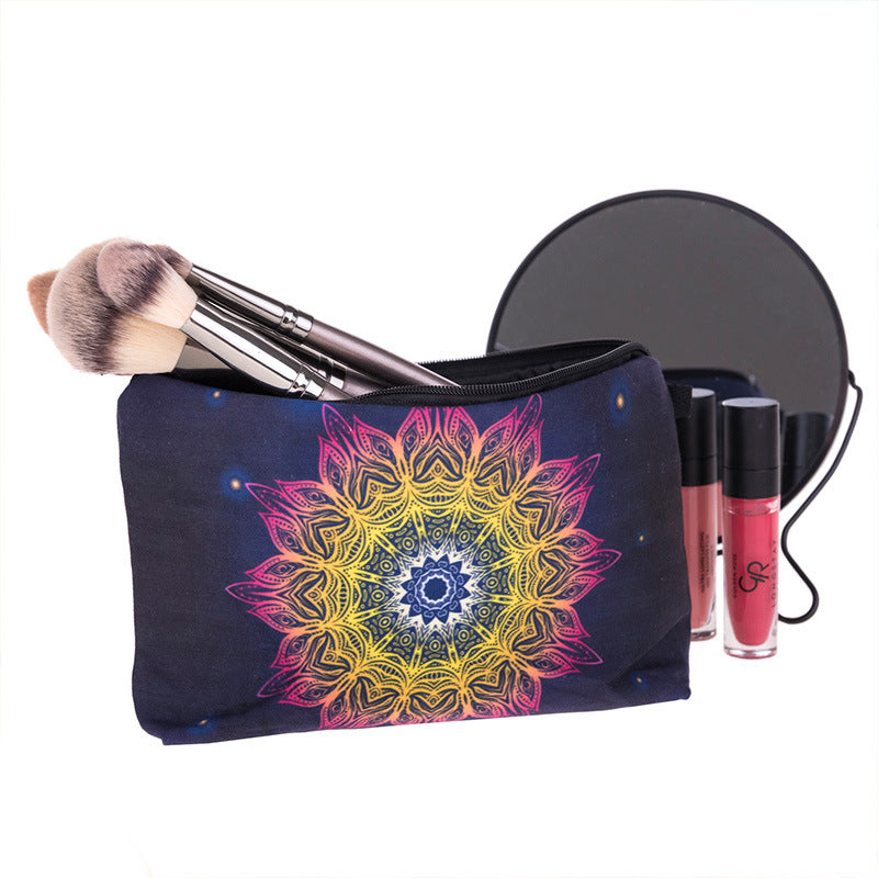 Digital Printing Mandala Cosmetic Bag European And American Fashion Hand Storage Wash Bag