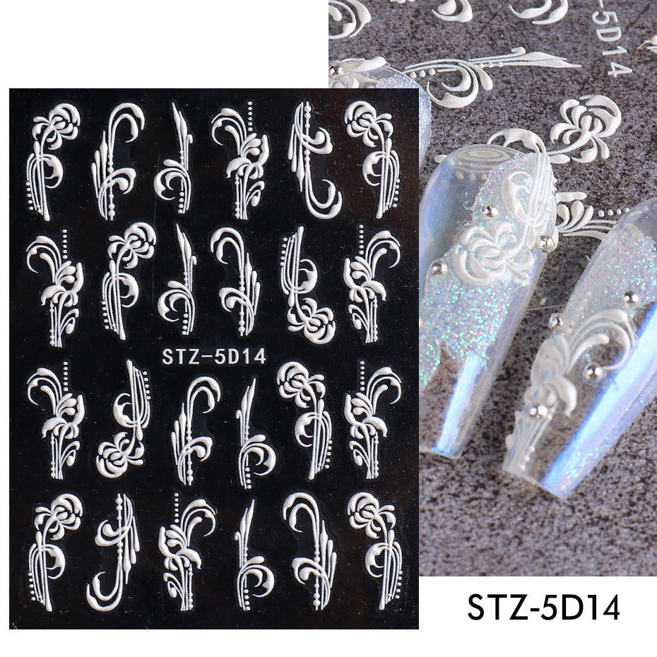 New 5D Stereo Carved Rose Nail Sticker