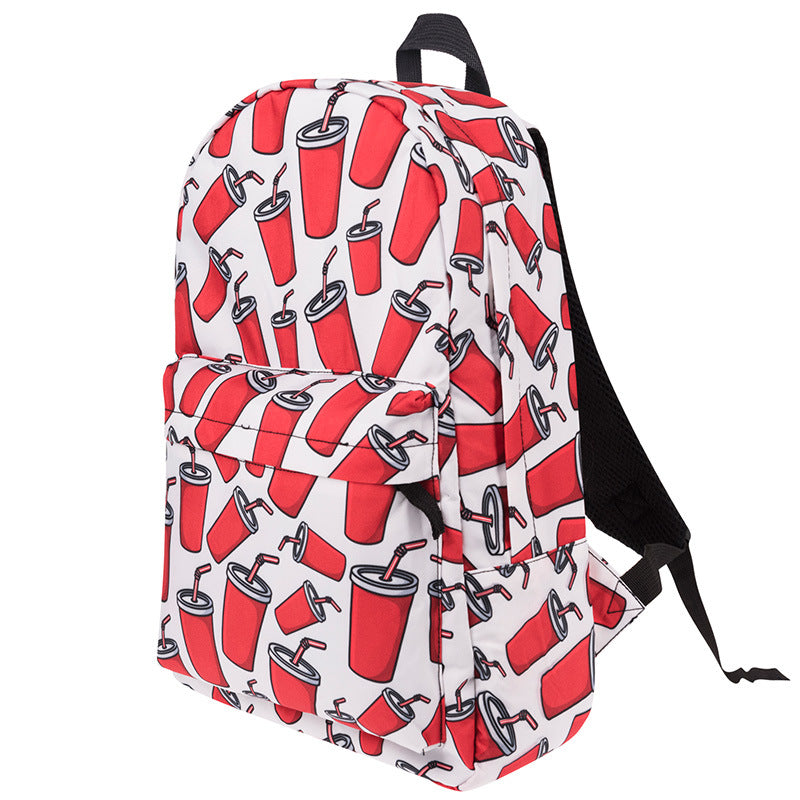 Canvas Cola Print Backpack Student School Bag