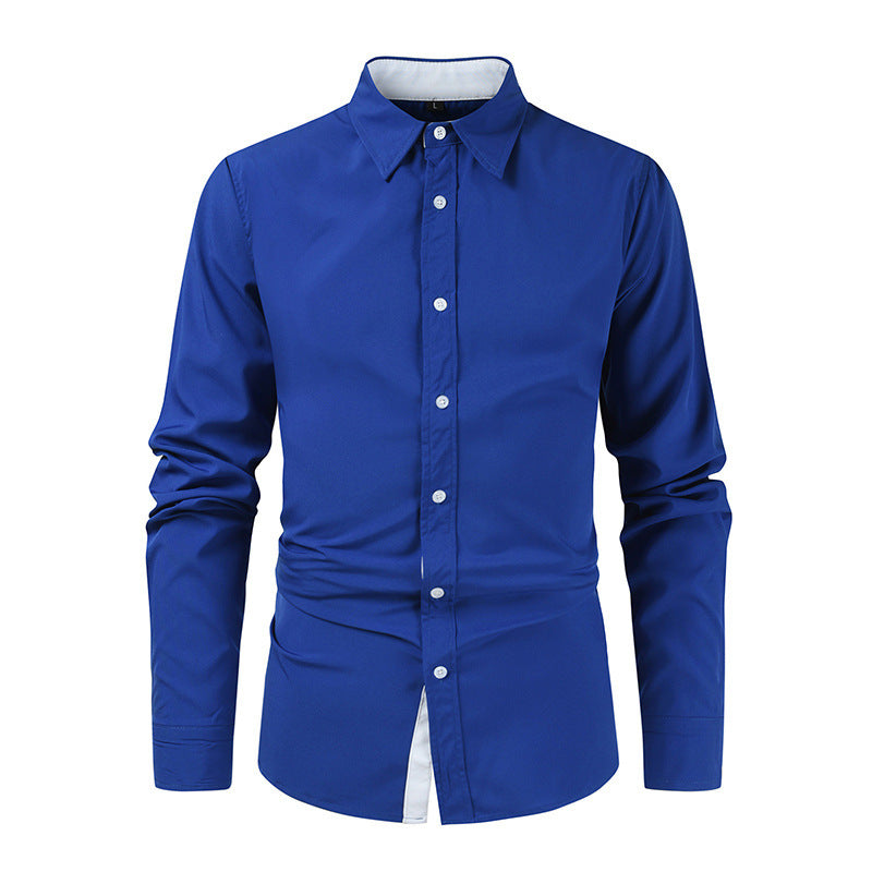 Long Sleeve Placket Fashion Contrast Casual Shirt