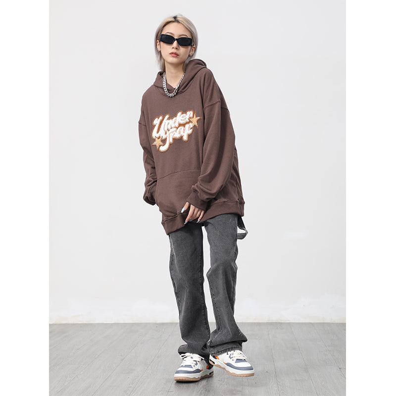 Men's Letter Print Hooded Sweatshirt Loose Top