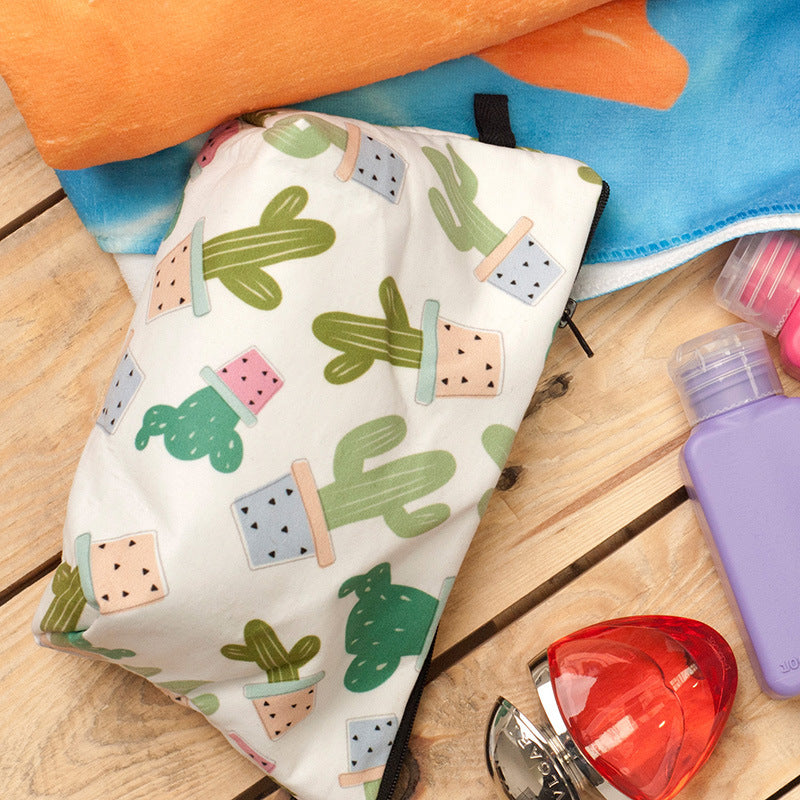 Multifunctional Storage Toilet Bag Cactus Print Cosmetic Bag