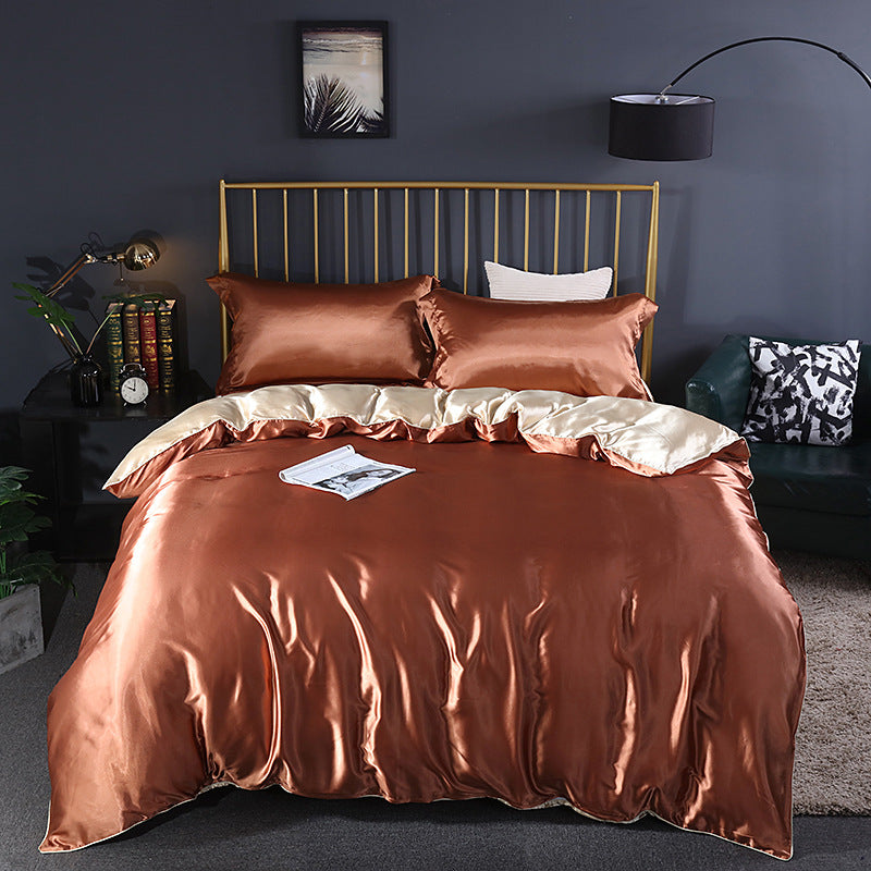 Summer Simple Pure Color Ice Silk Bed Linen Quilt Cover Bedding