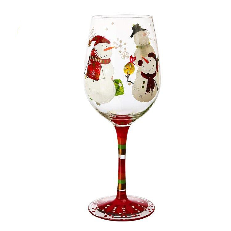 Hand-painted Crystal Wine Glasses Goblets For A Christmas