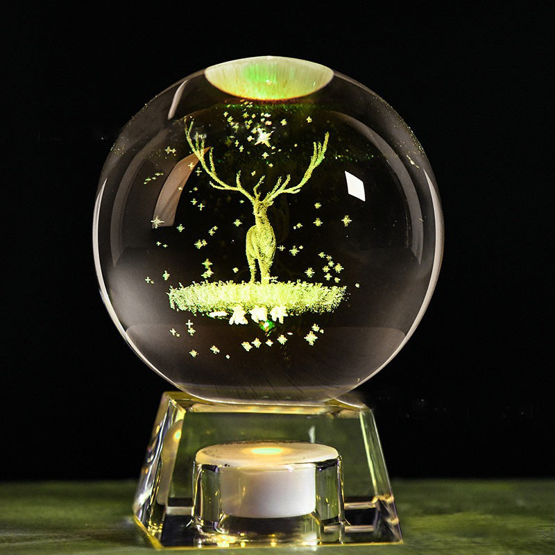 LED Music Box, Luminous Crystal Ball, Milky Way, Solar System, 3D