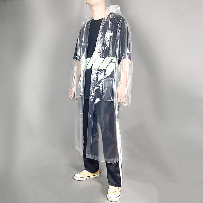 Super Thick EVA Lychee Pattern Full Transparent Raincoat