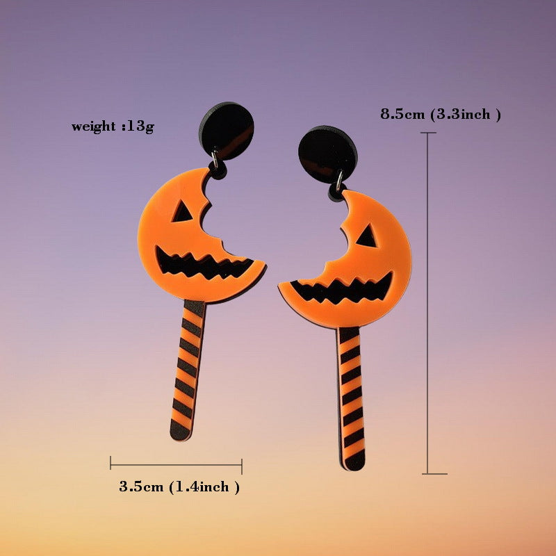 Halloween Pumpkin Bat Earrings Acrylic Cut Sense Carnival Ghost Festival Party Dress Up