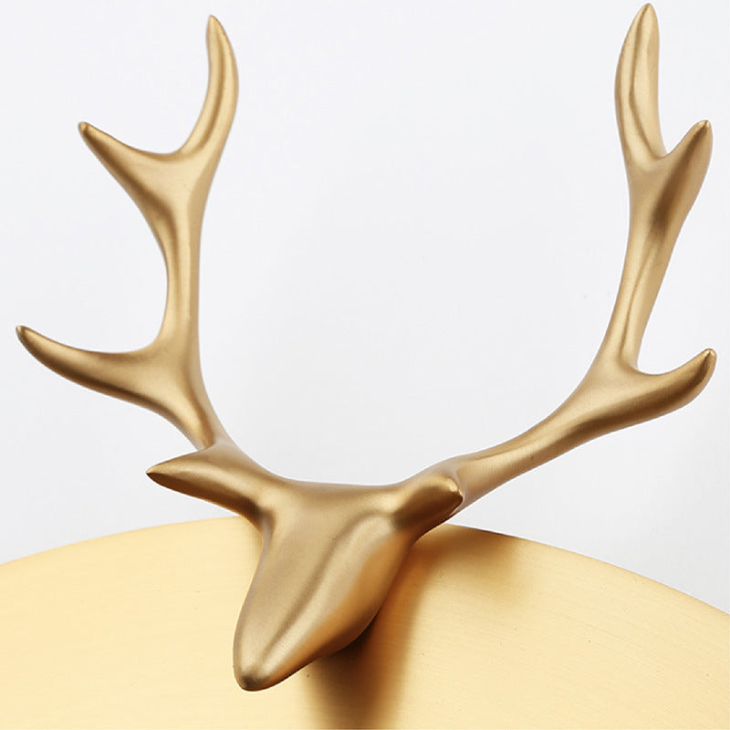 European Style Clock Pure Copper Round Deer Head Creative Wall Clock