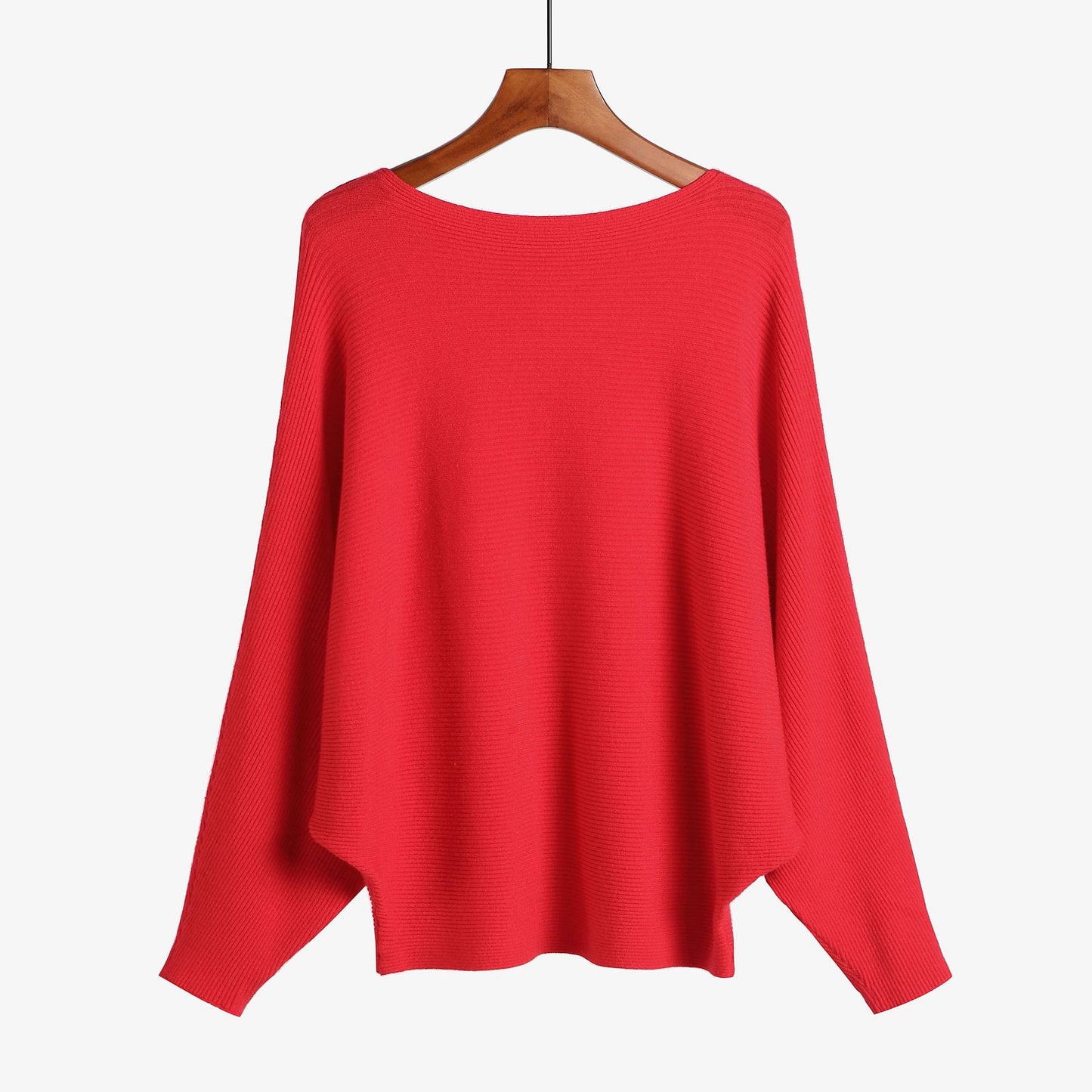 Women's Knit Sweater One-neck Bat Shirt Pullover Loose Threaded Top