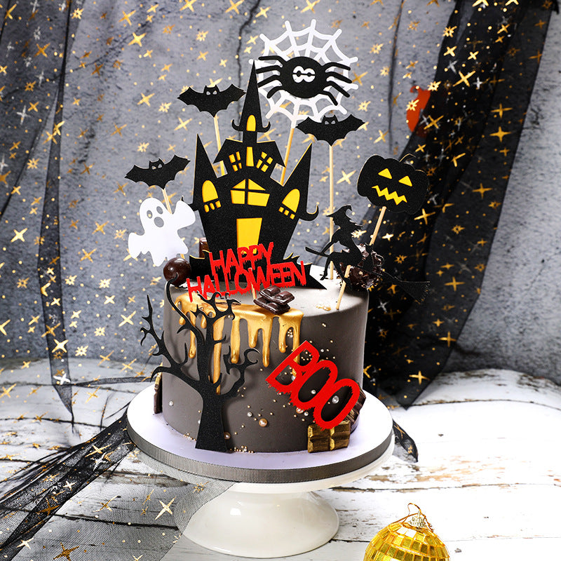 Stylish Halloween Decoration Birthday Cake Card