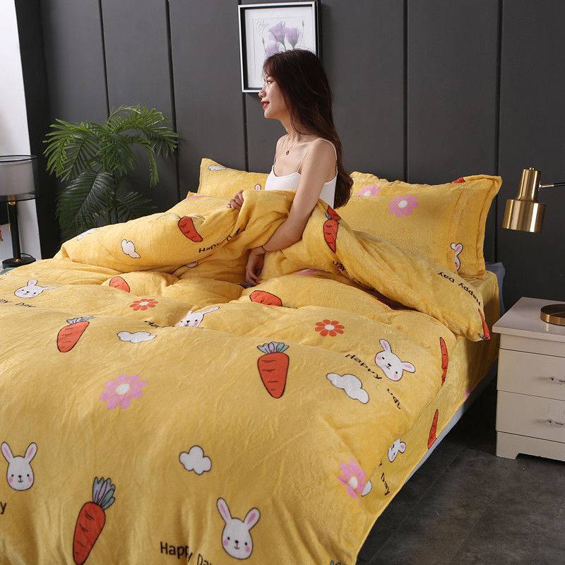 Winter Double-sided Fleece Thickened Warm Coral Quilt Cover Single Piece