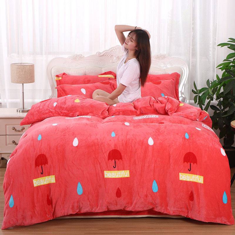 Winter Double-sided Fleece Thickened Warm Coral Quilt Cover Single Piece