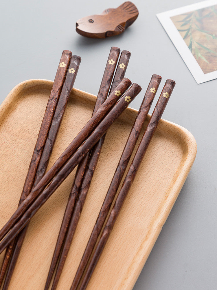 Solid Wood Chopsticks Pointed High-end 5 Pairs Of Creative