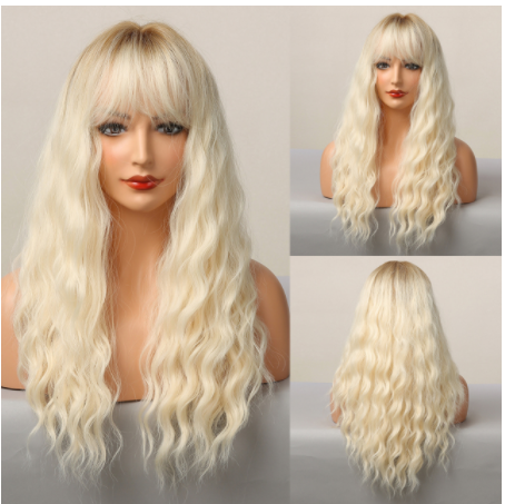 Wig Women's Bangs Wavy Long Curly Hair