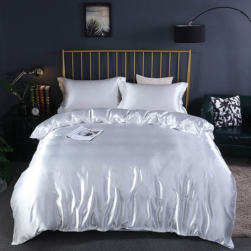 Summer Simple Pure Color Ice Silk Bed Linen Quilt Cover Bedding