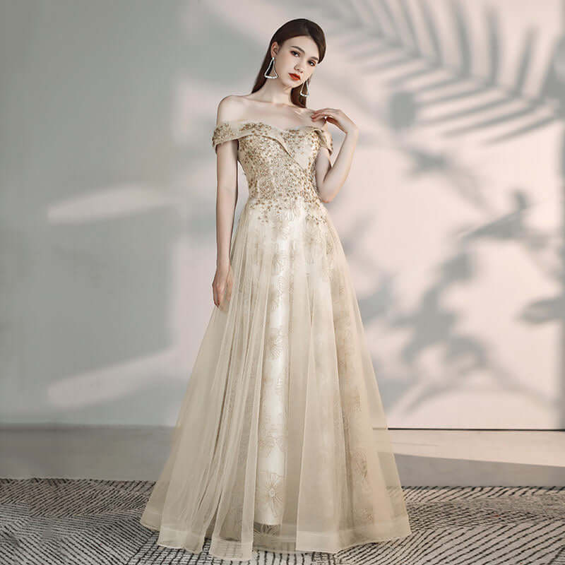 Banquet Fashion Temperament A Shoulder Flamboyant Dress