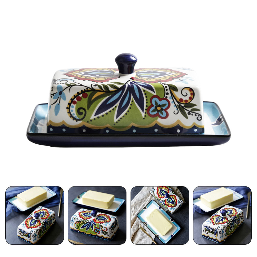 Pottery Butter Dish And Cheese Box Storage