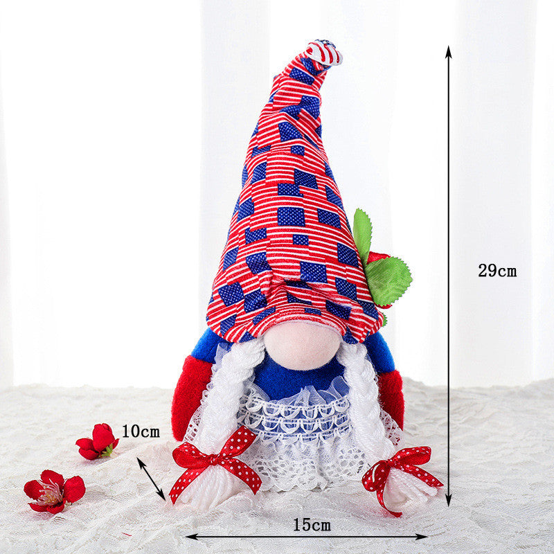 Independence Day Faceless Long And Short Legs Doll Decoration