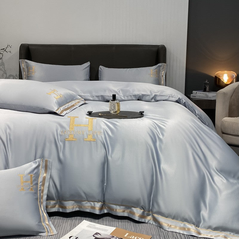 Washed Silk Bedding Four-piece Set Light Luxury Double-sided