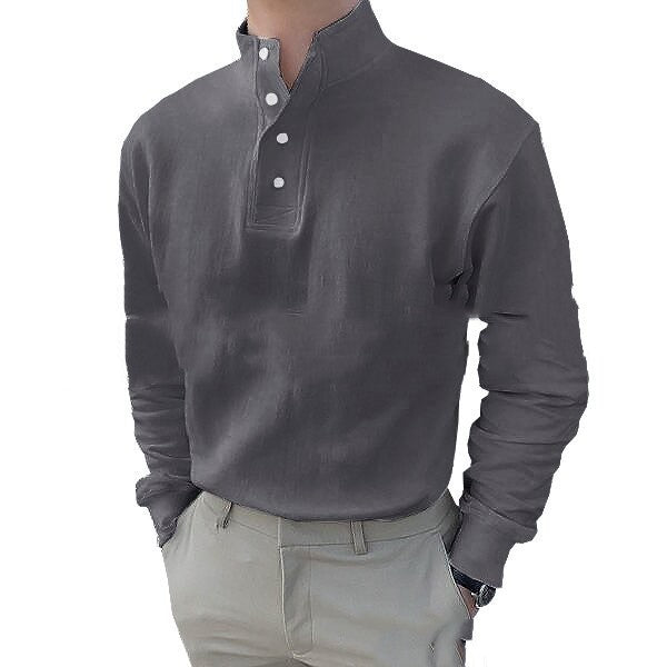 Men's Plain Long-sleeved Shirt With Ordinary Slit