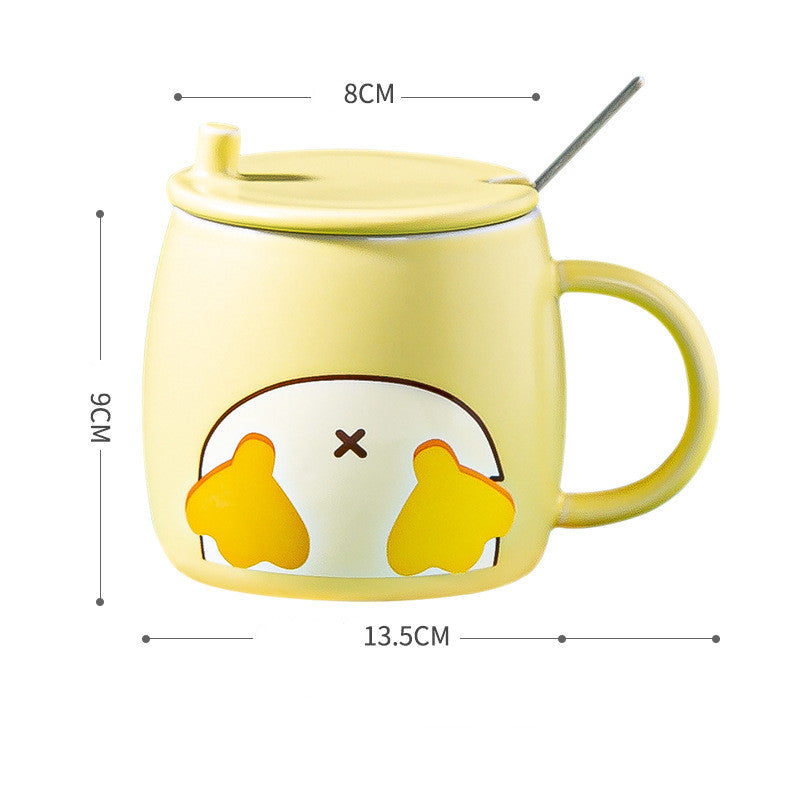 Refueling Duck Animal Cute Cartoon Ceramic Water Cup