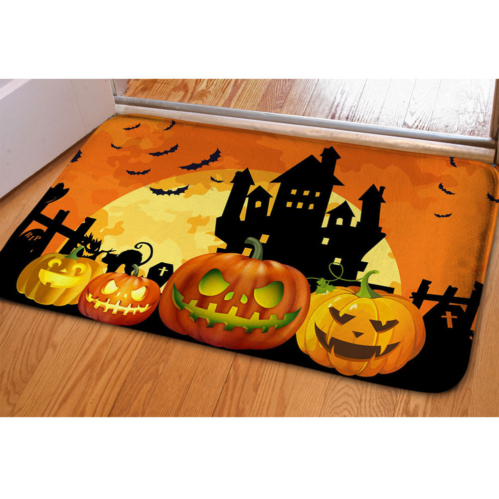 Halloween Ghost Bat Print Toilet Rug