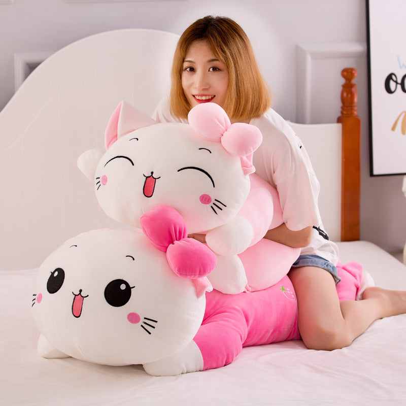 Girl's Heart Cat Plush Toy Soft Long Pillow