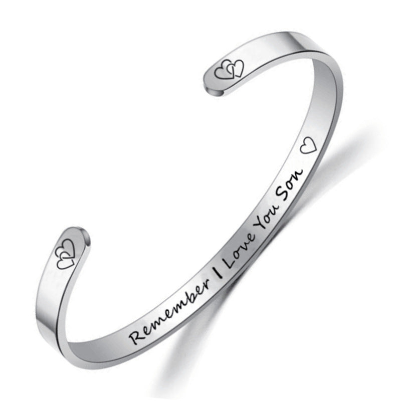 Stainless Steel C-shaped Engraved Bracelet Ring