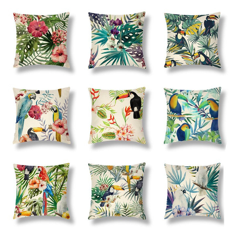 Tropical Series Linen Throw Pillow Case Cushion Cover