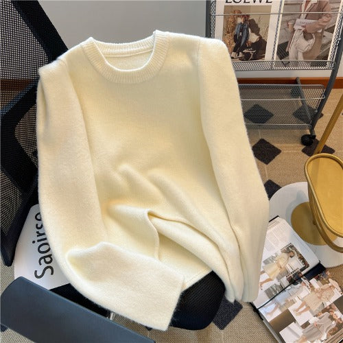 Soft Glutinous Raccoon Velvet Round Neck Sweater Female