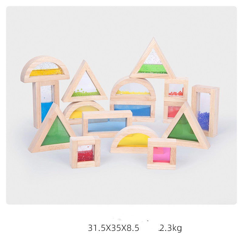 Wooden Acrylic Rainbow Building Blocks Children's Early Education Educational Toys