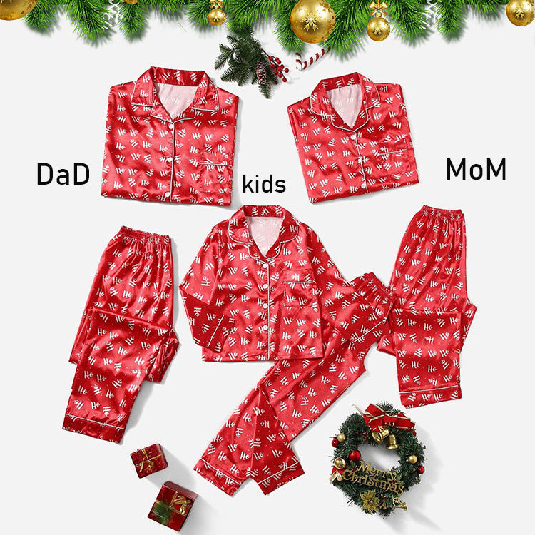 Christmas Family Parent-child Striped Pajamas Housewear Suit