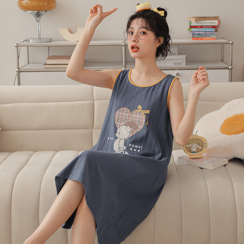 Women's Summer Sleeveless Vest Cotton Loose Dress