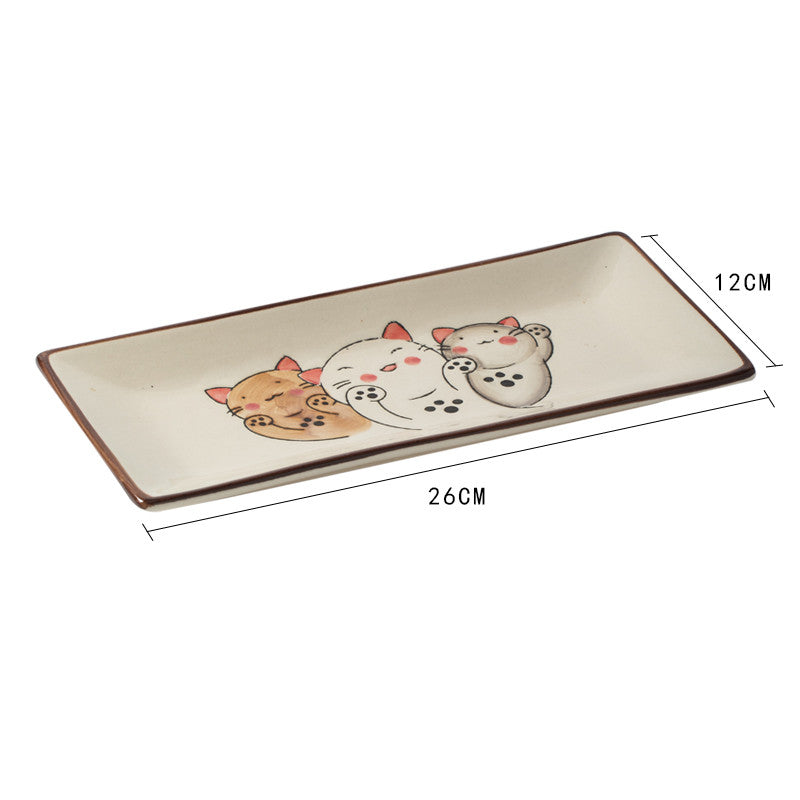 Underglaze Creative Tableware Rectangular Ceramic Cooking Sushi Plate