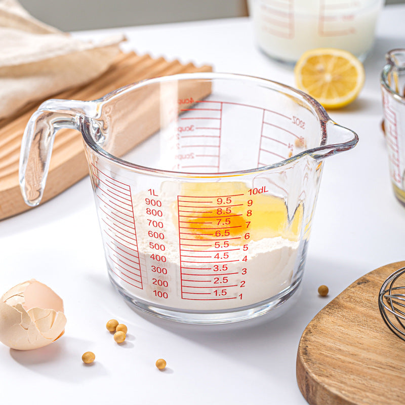 Large Capacity Glass Measuring Cup With Graduated Handle Milliliter Meter