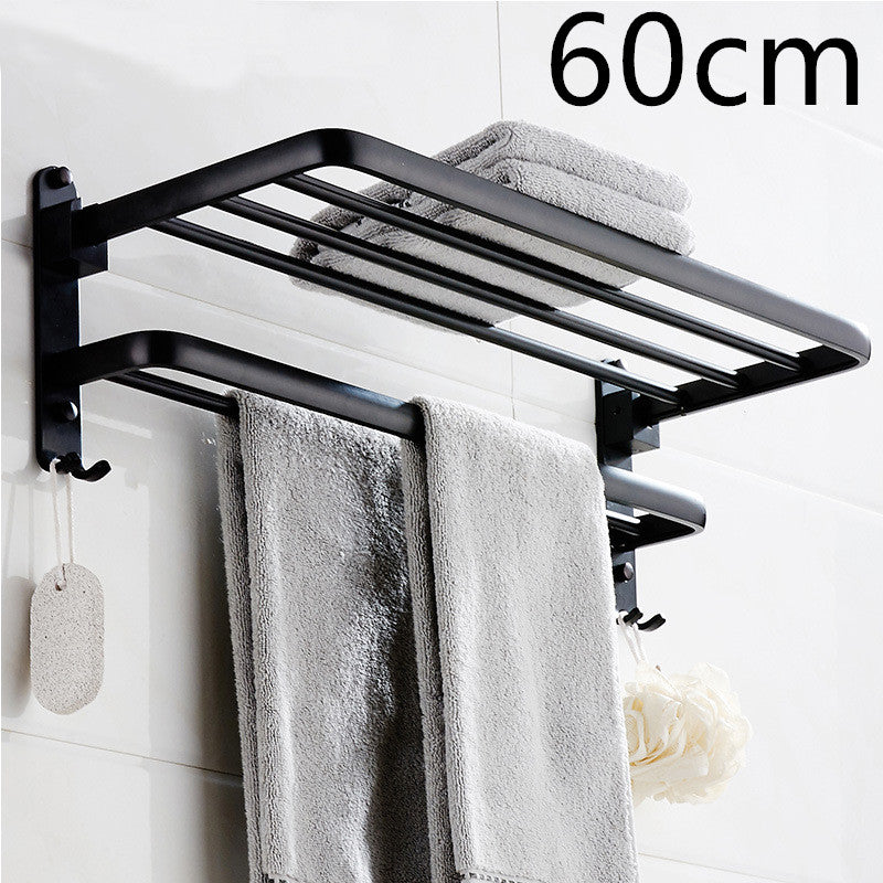 Space Aluminum Bathroom Wall-mounted Towel Rack Without Perforation