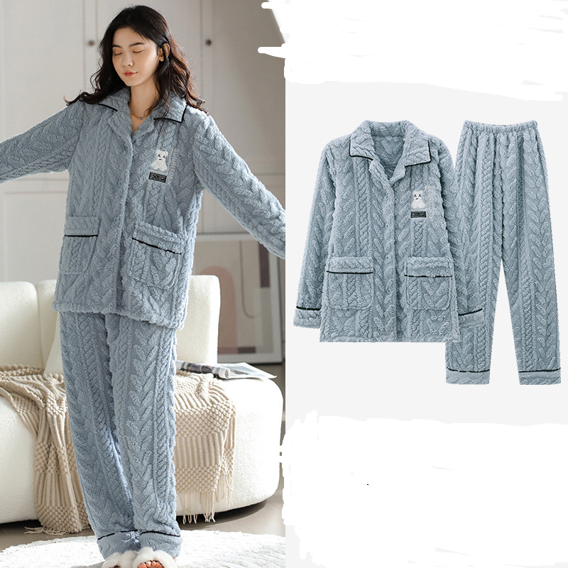 Ms Thickening Warm Cardigan New Lapel Leisurewear Suit