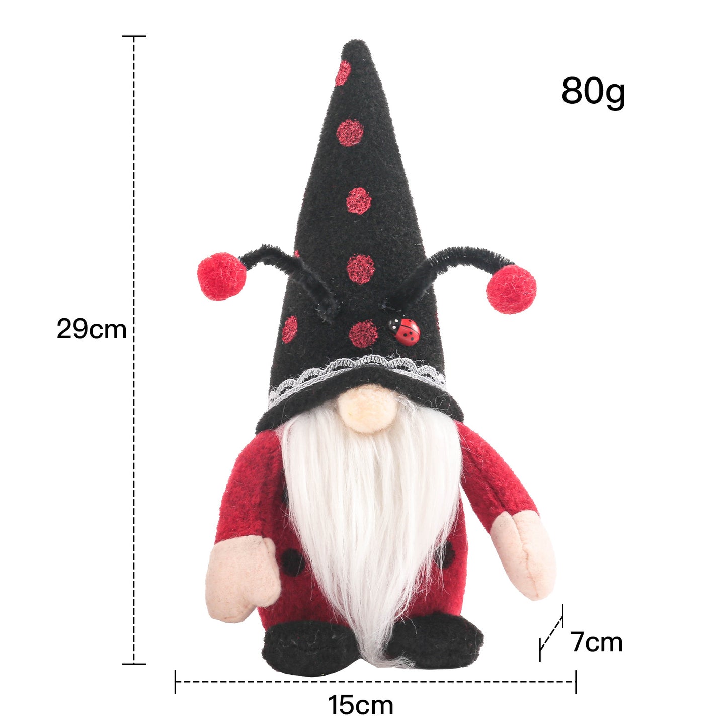 Ladybug Spotted Doll Long Hat Faceless Creative Gift Desktop Decoration