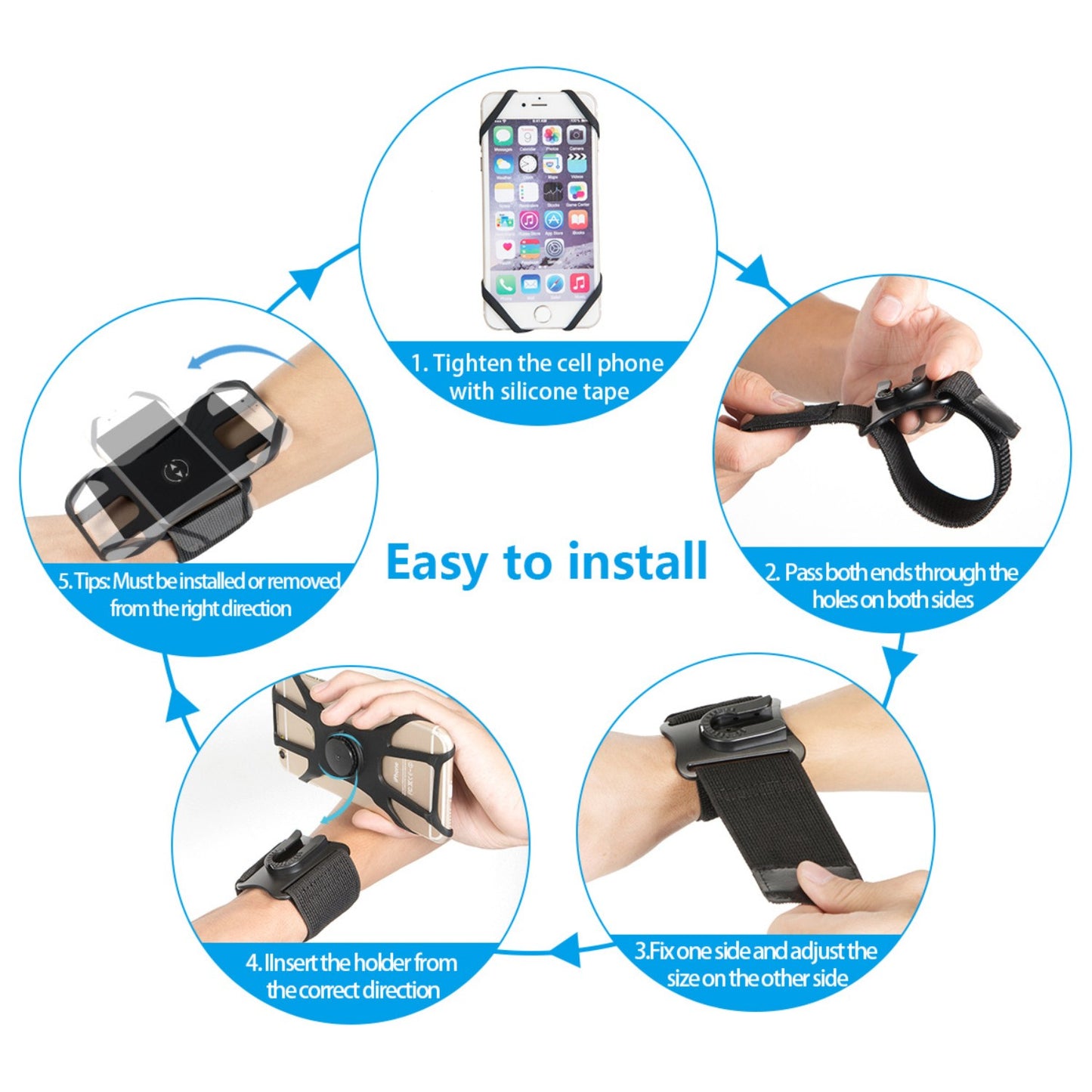 Detachable Swivel Arm Wrist Strap Sports Phone Case