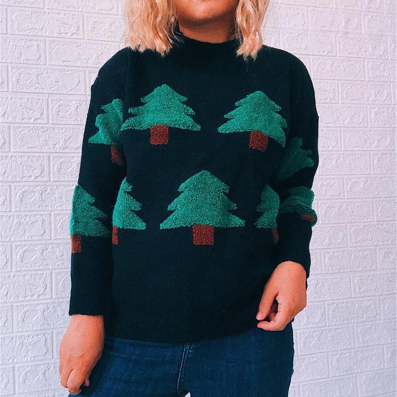 Christmas Sweater Round Neck Long Sleeve Knitted Pullover